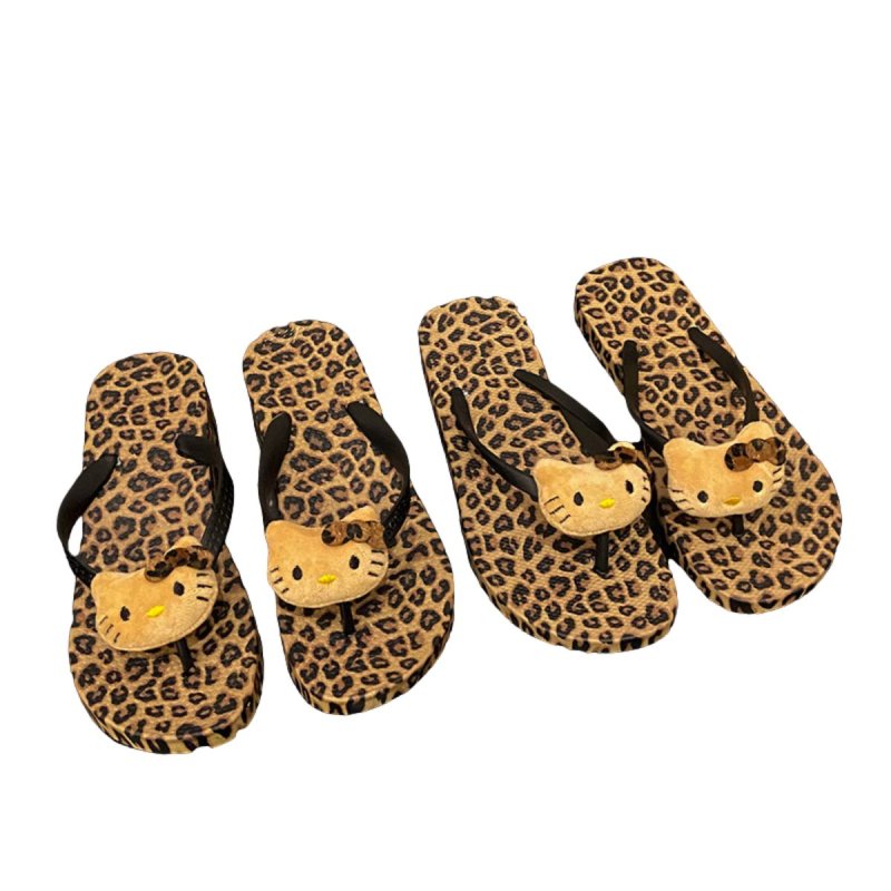 画像2:  Suntanned Hello Kitty x Leopard Print Thong Beach Sandalsshoes 　日焼けキティー×レオパードトングビーチサンダル スリッパ  シューズ　 (2)