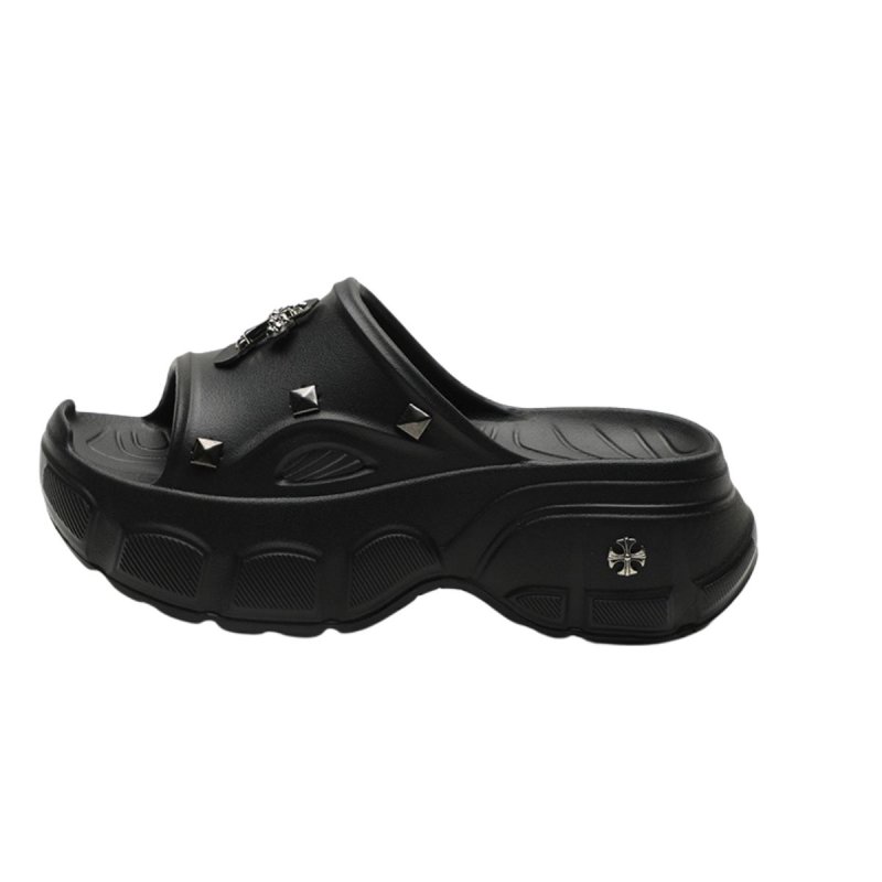 画像4: Cross metal platform sandals slippers  プラットフォーム厚底サンダルクロスメタル付きサンダル スリッパ (4)