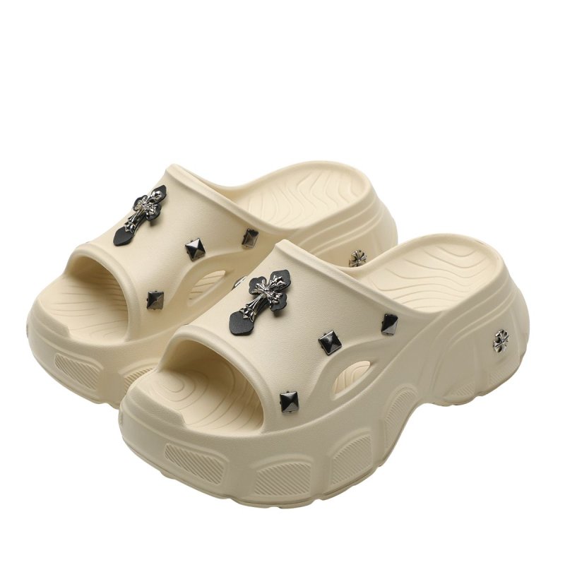 画像2: Cross metal platform sandals slippers  プラットフォーム厚底サンダルクロスメタル付きサンダル スリッパ (2)