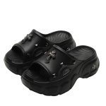 画像1: Cross metal platform sandals slippers  プラットフォーム厚底サンダルクロスメタル付きサンダル スリッパ (1)