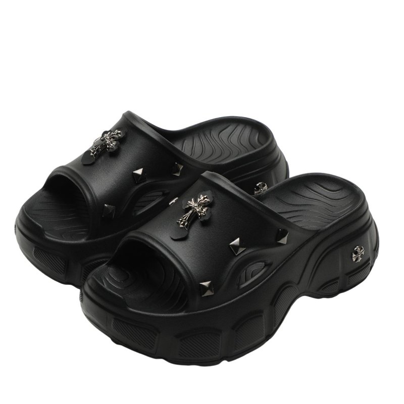 画像1: Cross metal platform sandals slippers  プラットフォーム厚底サンダルクロスメタル付きサンダル スリッパ (1)