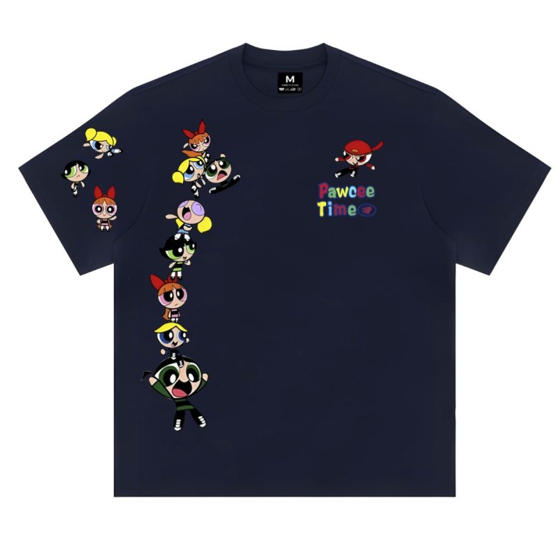 画像5: Unisex American Retro One point Pawcee Time Girls Print T-shirt アメリカンレトロ パワー ガールズ プリント 半袖ラウンドネック Tシャツ ユニセックス 男女兼用 　  (5)