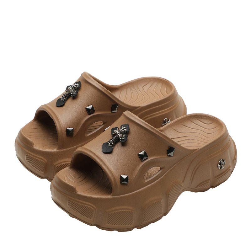 画像3: Cross metal platform sandals slippers  プラットフォーム厚底サンダルクロスメタル付きサンダル スリッパ (3)