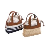 画像3: Leather handle square mini basket Tote Shoulde bag 　 レザーハンドルスクエアミニトートショルダーバッグ (3)