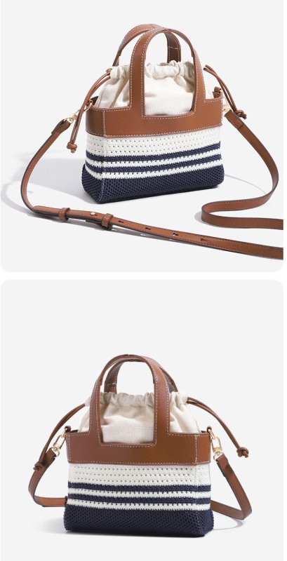 画像5: Leather handle square mini basket Tote Shoulde bag 　 レザーハンドルスクエアミニトートショルダーバッグ (5)