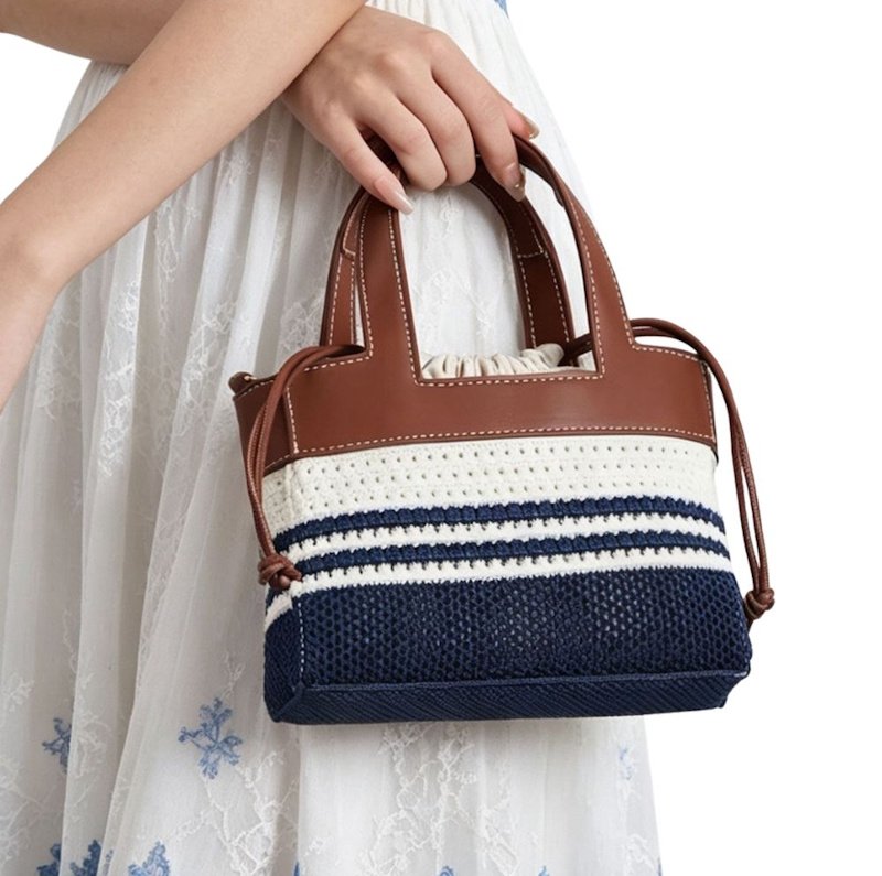 画像7: Leather handle square mini basket Tote Shoulde bag 　 レザーハンドルスクエアミニトートショルダーバッグ (7)