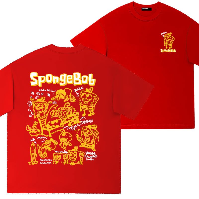 画像5: Sponge bob One Point back logo print t-shirts  キッズ ユニセックス 男女兼用スポンジボブ ワンポイント バックロゴプリントTシャツ (5)