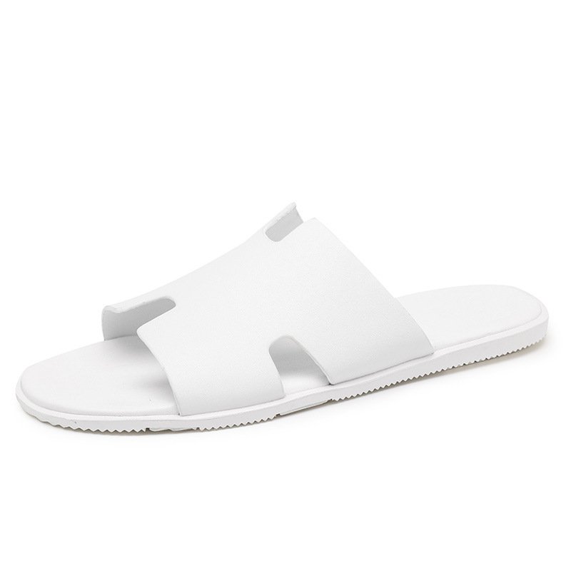 画像1: 26 Men's PU leather H flat slippers sandals フラット H サンダル スリッパ フリップ フロップ (1)