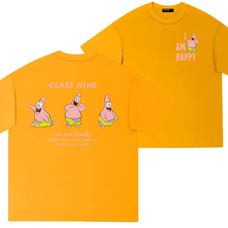 画像5: Sponge bob Patrick Star CLASS NINE I'M HAPPY Logo One Point back logo print t-shirts キッズ ユニセックス 男女兼用 スポンジボブ パトリックスター ワンポイント バックロゴプリントTシャツ (5)