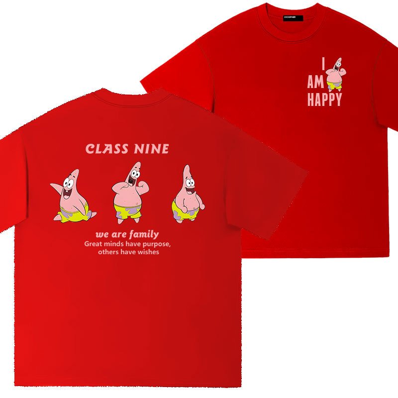 画像4: Sponge bob Patrick Star CLASS NINE I'M HAPPY Logo One Point back logo print t-shirts キッズ ユニセックス 男女兼用 スポンジボブ パトリックスター ワンポイント バックロゴプリントTシャツ (4)