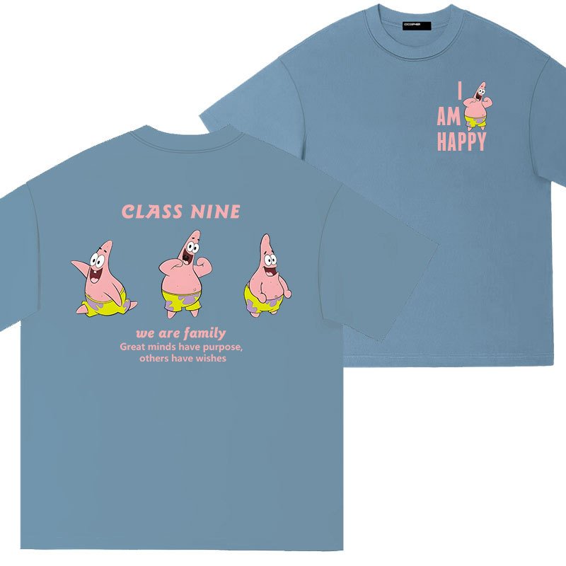 画像6: Sponge bob Patrick Star CLASS NINE I'M HAPPY Logo One Point back logo print t-shirts キッズ ユニセックス 男女兼用 スポンジボブ パトリックスター ワンポイント バックロゴプリントTシャツ (6)