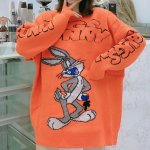 画像4: New 24 Bugs Bunny Big Character Big Logo Blue Sweater Knit Dress バックスバニー ビッグ　キャラター　ビッグ　ロゴ　セーター ニット 　ドレス　ワンピース (4)