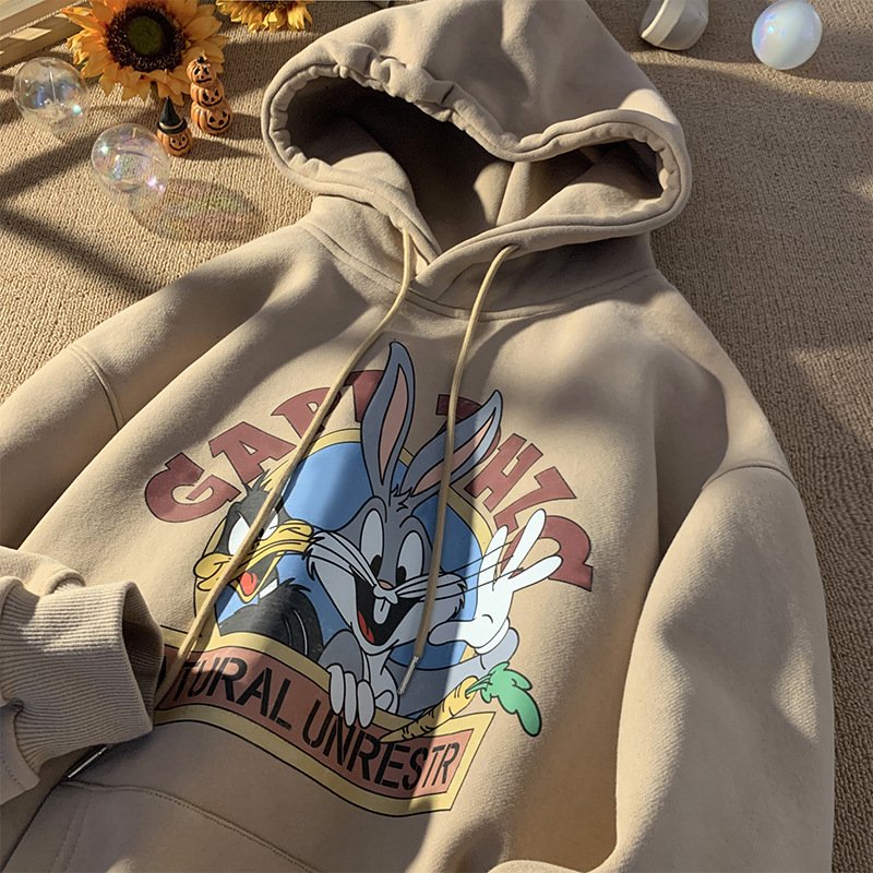画像4: Looney Tunes Bugs Bunny hoodie sweater ユニセックス 男女兼用 ルーニー・テューンズ  バッグス・バニー プリントフーディーパーカースウェットトレーナー (4)