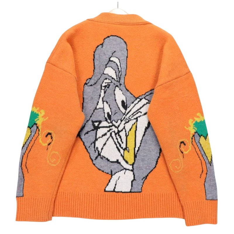 画像2: Vintage Bugs Bunny cartoon Cardigans sweater knit pullover バッグスバニー 編み込み セーター カーディガン プルオーバー ヴィンテージ 古着風 (2)