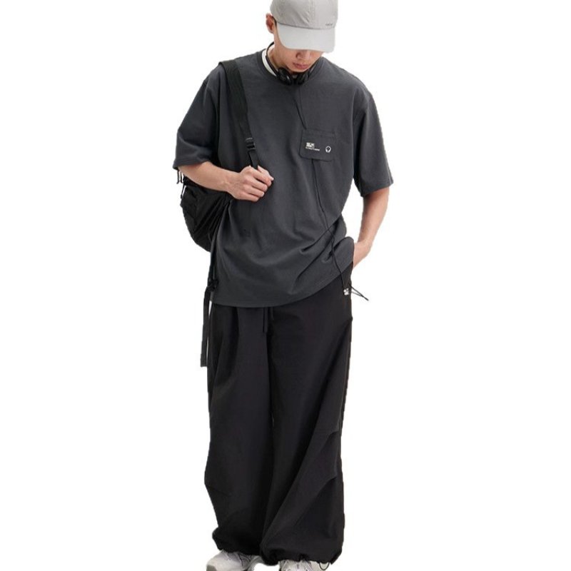 画像3: Unisex Quick-drying loose parachute pants　 男女兼用 韓国 ユニセックス クイックドライパラシュートルーズパンツパンツ ヒップホップ ストリートダンス カジュアル  (3)