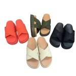 画像5: Platform Cross-Strap Slide Sandals　プラットフォーム厚底クロストラップサンダル スリッパ (5)