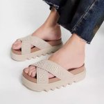 画像7: Platform Cross-Strap Slide Sandals　プラットフォーム厚底クロストラップサンダル スリッパ (7)