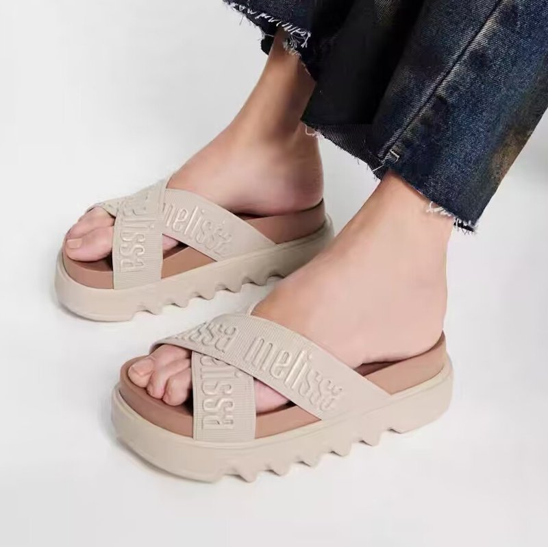 画像7: Platform Cross-Strap Slide Sandals　プラットフォーム厚底クロストラップサンダル スリッパ (7)