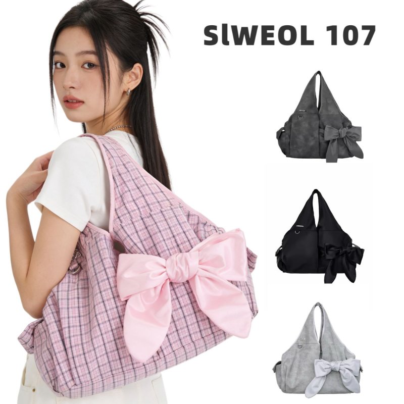 画像1: Siweol107 Bow Shoulder Bag Y2K デイネット 2Way シウォル107 リボン ショルダー バッグ トート ハンドバッグ 韓国ファッション KPOP (1)