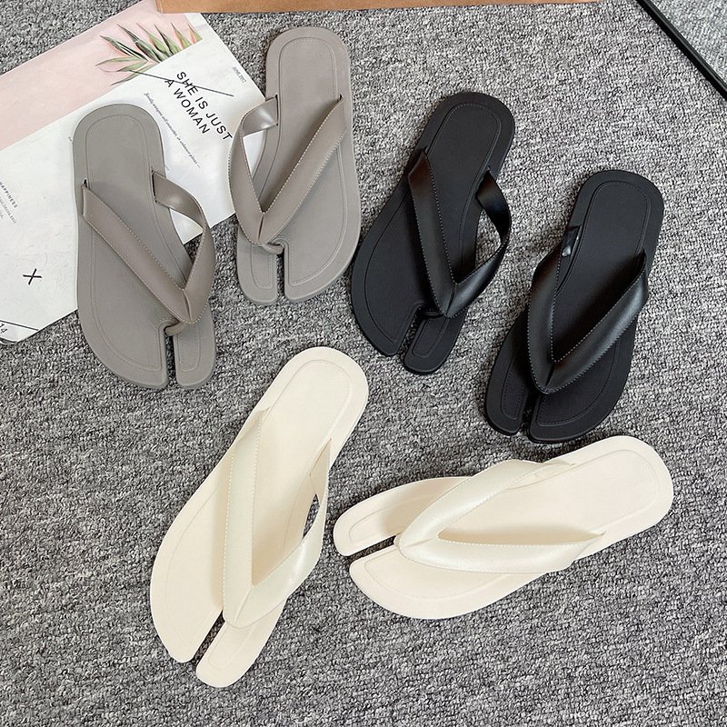 画像2: Women's flat bottom sandals and slippers Flip-flops  レザー 足袋 たび フラット サンダル ミュール (2)