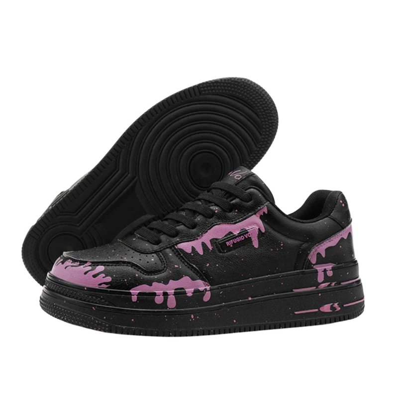 画像5: Graffiti paint stars & crosses Leather Lace-Up Sneakers shoes 男女兼用 ユニセックスペイント 落書き ＆クロスレザー 厚底 レースアップスニーカー (5)