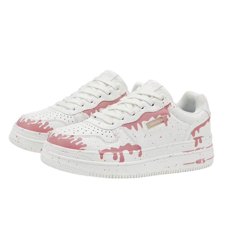 画像4: Graffiti paint stars & crosses Leather Lace-Up Sneakers shoes 男女兼用 ユニセックスペイント 落書き ＆クロスレザー 厚底 レースアップスニーカー (4)