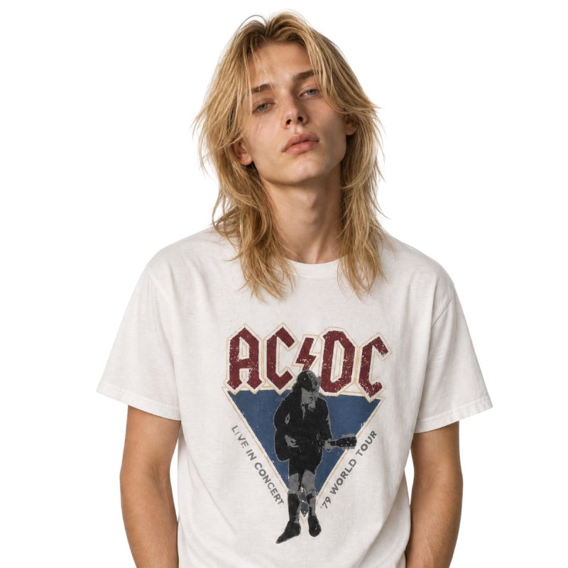 画像1: Unisex washed rock guitar band ACDC loose short sleeve T-shirt 男女兼用 バンドT ユニセックス ウォッシュド ロックギターバンドペイントTシャツ バンドT (1)