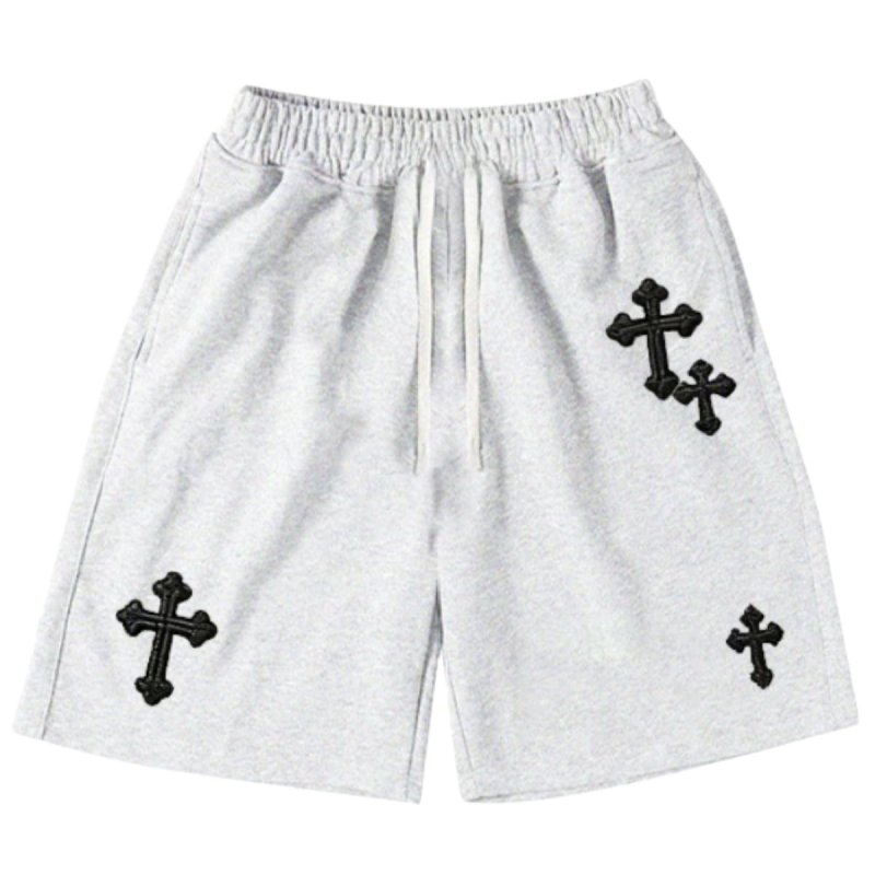 画像1: Unisex Cross Basketball High Street Sweatpants 5 Minute Pants ユニセックス 男女兼用 クロス 十字架 バスケットボール5分丈 ハイストリート スウェットショーツ ハーフパンツ (1)