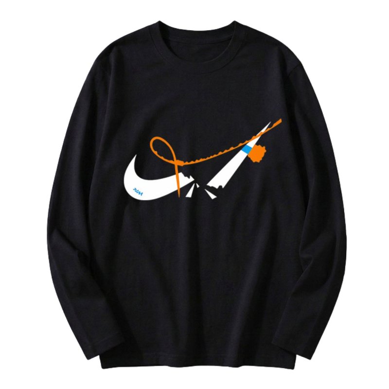 画像2: 24 Broken swoosh Sweat Long-Sleeve Tshirts ブロークンスウォッシュ 長袖Tシャツ 男女兼用 ユニセックス (2)