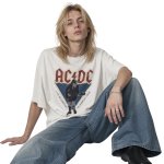 画像3: Unisex washed rock guitar band ACDC loose short sleeve T-shirt 男女兼用 バンドT ユニセックス ウォッシュド ロックギターバンドペイントTシャツ バンドT (3)