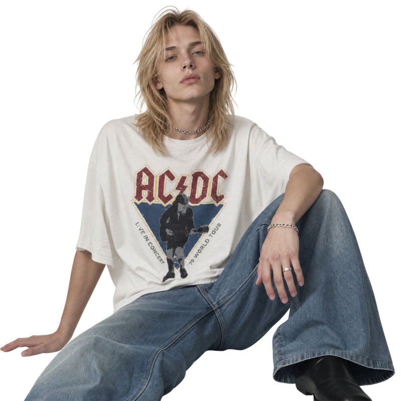 画像3: Unisex washed rock guitar band ACDC loose short sleeve T-shirt 男女兼用 バンドT ユニセックス ウォッシュド ロックギターバンドペイントTシャツ バンドT (3)