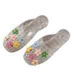 画像4: Women Transparent PVC Flat Sandals with Flower Detail 　フラワーモチーフ付き透明カラーフラットサンダルスリッパ (4)
