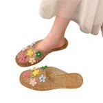 画像5: Women Transparent PVC Flat Sandals with Flower Detail 　フラワーモチーフ付き透明カラーフラットサンダルスリッパ (5)