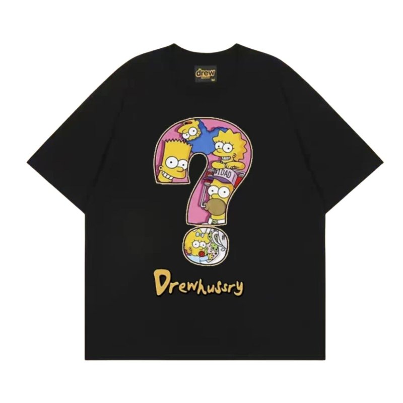 画像1: The Simpsons Cartoon Question Letter paint Tshirts ユニセックス男女兼用ザ・シンプソンズ カートゥーン クエスチョン レター柄 プリント 半袖Tシャツ (1)
