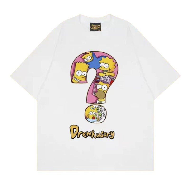 画像2: The Simpsons Cartoon Question Letter paint Tshirts ユニセックス男女兼用ザ・シンプソンズ カートゥーン クエスチョン レター柄 プリント 半袖Tシャツ (2)
