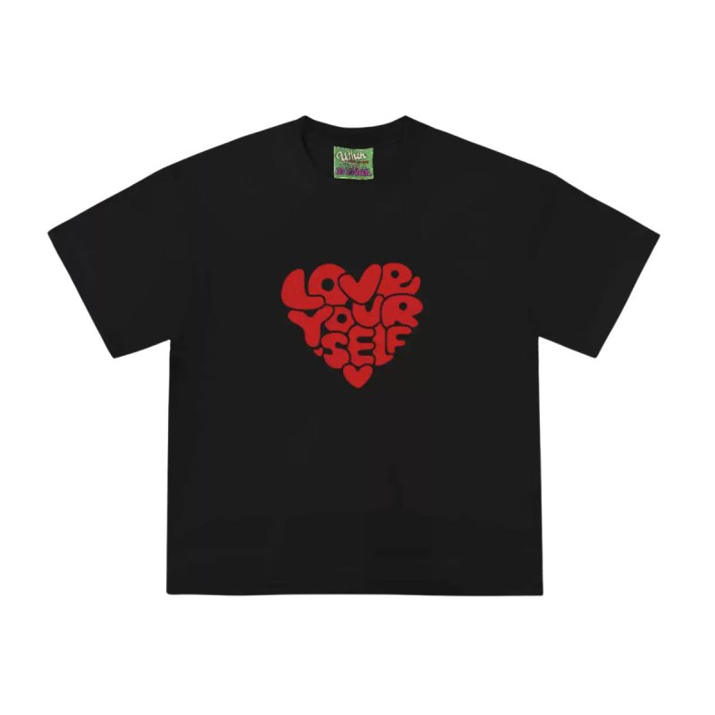 画像1: Unisex Love Your Self heart print t-shirt 男女兼用 ユニセックスハート ラブユアセルフ プリントTシャツ (1)