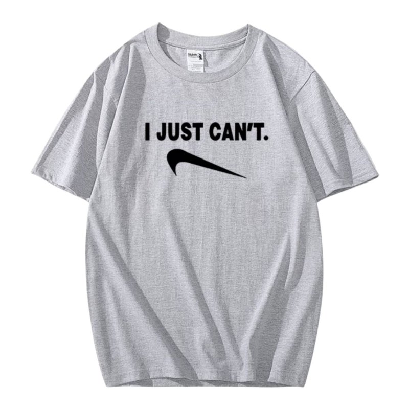 画像1: I Just Cant swoosh Tshirts ユニセックス男女兼用 I Just Cant パロディー プリントTシャツ (1)