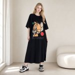 画像2: Tom and Jerry short sleeve Long dress maternity dress トムとジェリー 半袖 Tシャツ マキシ丈 ドレス スウェット ワンピース マタニティ ウェア 妊婦さんにも (2)