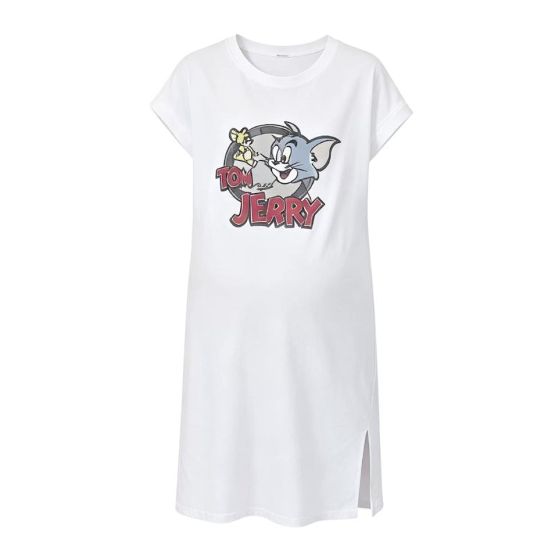 画像1: Tom and Jerry short sleeve dress maternity dress トムとジェリー 半袖 Tシャツ ドレス スウェット ワンピース マタニティ ウェア 妊婦さんにも (1)