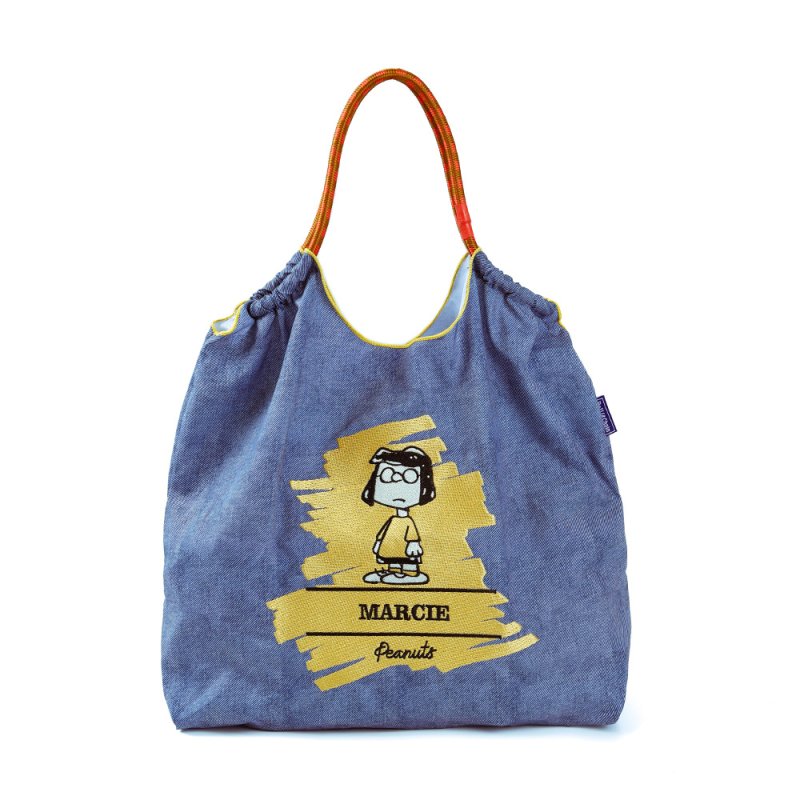 画像6: Snoopy & Friends Denim Eco Tote/Shoulder Shopping Bag　スヌーピー＆ウッドストック＆フレンズデニムトートショルダーショッピングエコバッグ (6)
