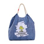 画像1: Snoopy & Friends Denim Eco Tote/Shoulder Shopping Bag　スヌーピー＆ウッドストック＆フレンズデニムトートショルダーショッピングエコバッグ (1)
