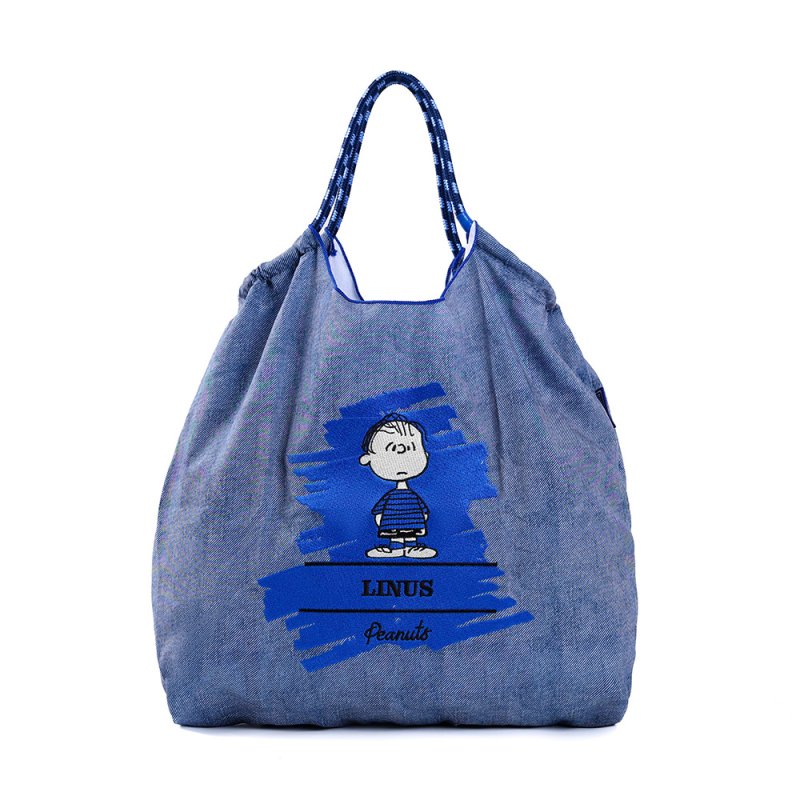 画像8: Snoopy & Friends Denim Eco Tote/Shoulder Shopping Bag　スヌーピー＆ウッドストック＆フレンズデニムトートショルダーショッピングエコバッグ (8)