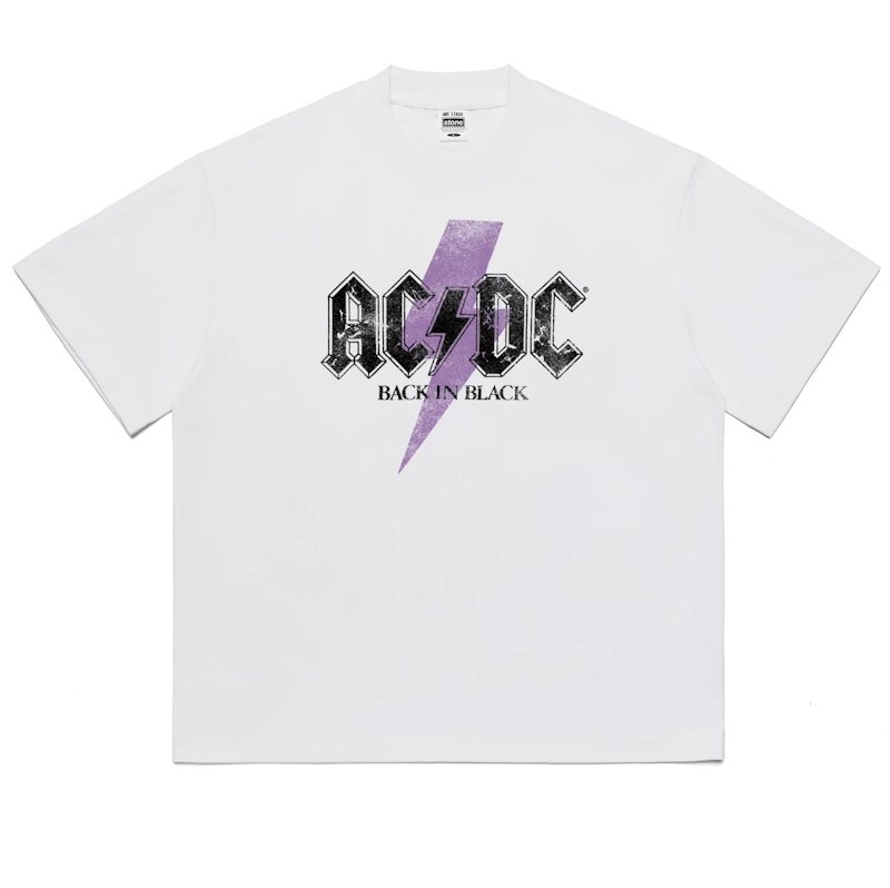 画像1: AC/DC  Back in Black T-shirt ユニセックス男女兼用 ACDCプリントロックバンドTシャツ (1)