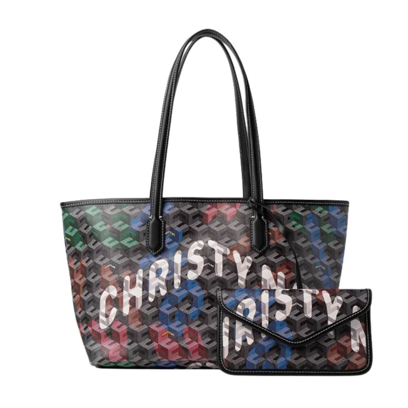 画像1: Christy Ng graffiti painting Herring bone elements shopping shoulder portable Tote Bag  shoulder bag  ユニセックス男女兼用 ペイント ヘリンボーン トート ショルダーショッピングバッグ (1)