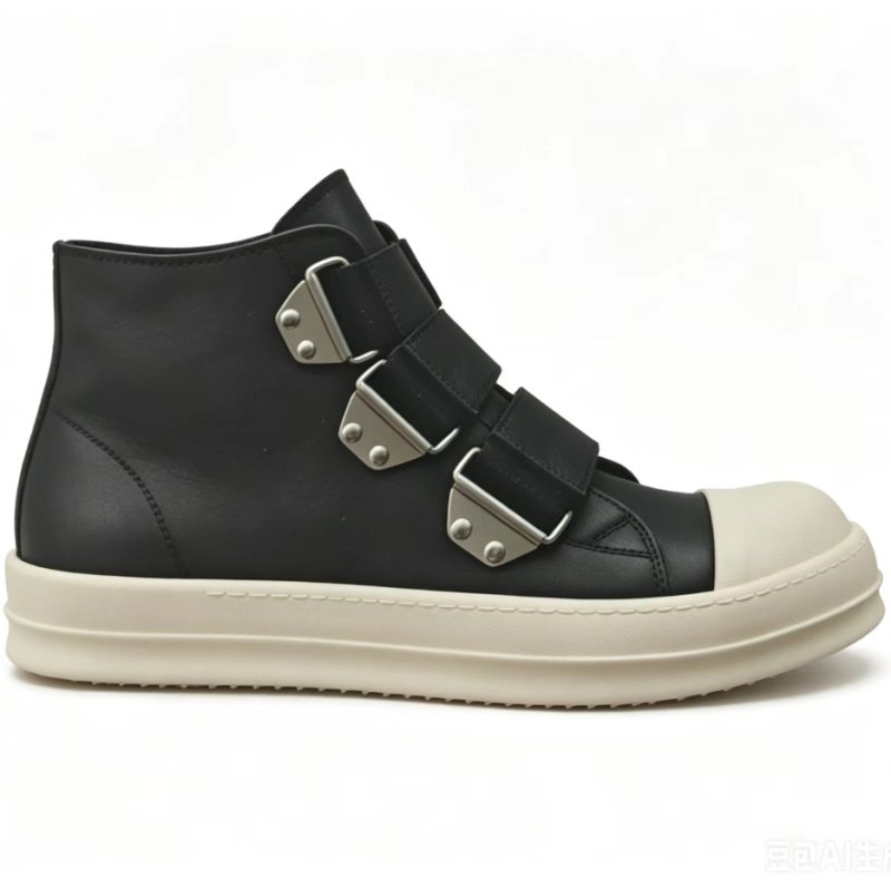 画像1: Men's RO Real Leather Strap Zipper Martin British Style boots High Top Sneakers 本革 リアルレザー ストラップ ジッパー マーティン ハイカット ブーツ スニーカー (1)