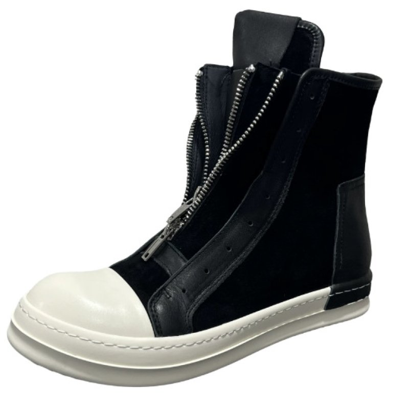画像2: Men's RO Real Leather Zipper Martin British Style boots High Top Sneakers 本革 リアルレザー スウェード ジッパー マーティン ハイカット ブーツ スニーカー (2)