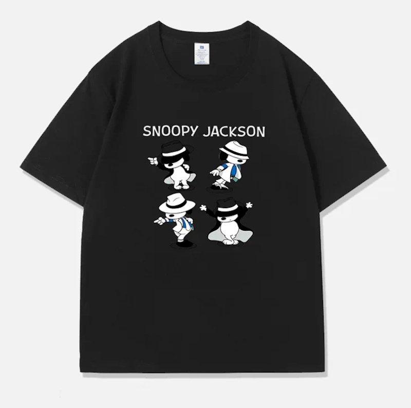 画像4: Michael Jackson & SnoopyTshirts ユニセックス男女兼用マイケルジャクソン&スヌーピープリントTシャツ (4)