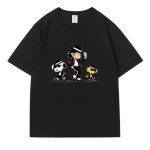 画像1: Michael Jackson & SnoopyTshirts ユニセックス男女兼用マイケルジャクソン&スヌーピープリントTシャツ (1)