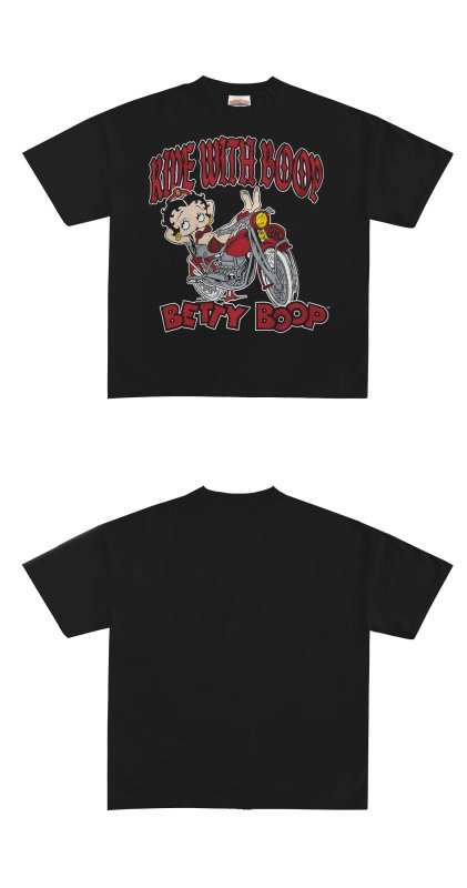 画像7: Biker Betty BoopTshirts ユニセックス男女兼用バイカーベティブーププリントTシャツ (7)