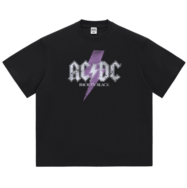 画像2: AC/DC  Back in Black T-shirt ユニセックス男女兼用 ACDCプリントロックバンドTシャツ (2)